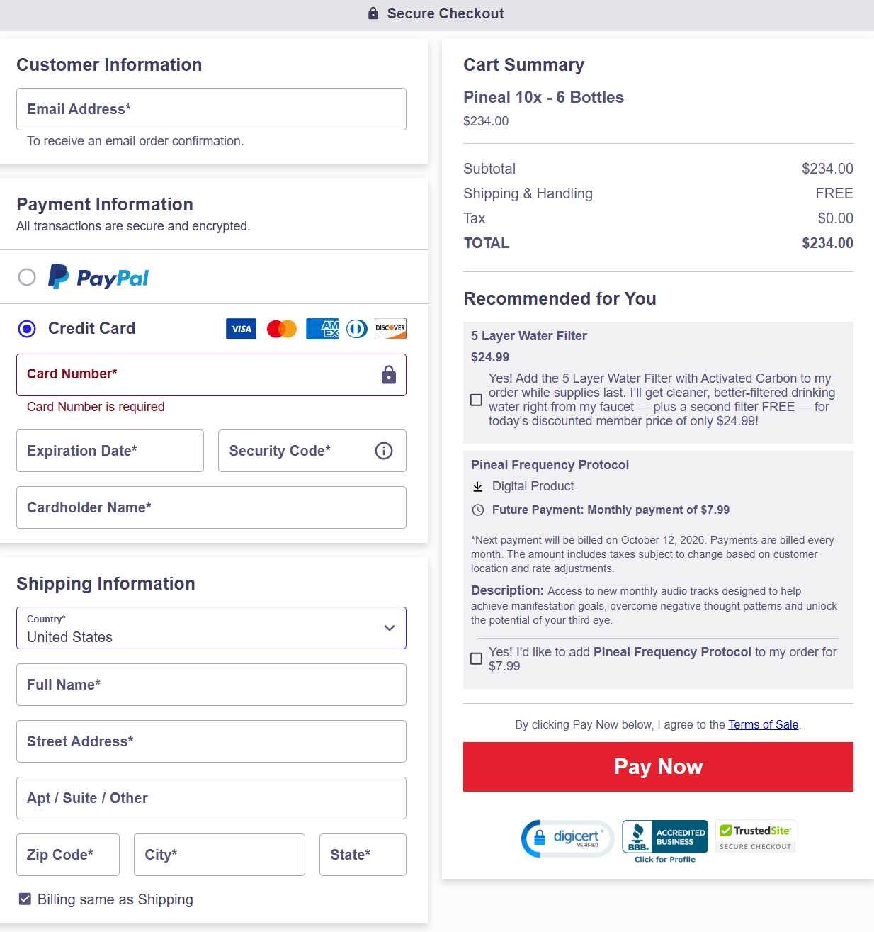 Pineal 10x-gold-Secure-Checkout-Page